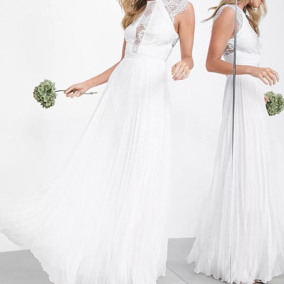 ASOS Dresses & Skirts - ASOS bridal Ruby delicate lace bodice wedding dress with pleated skirt NWT 4